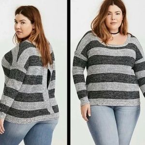 Torrid grey/black open back sweater size 1